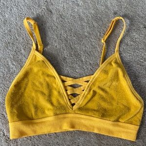 Victoria’s Secret Pink Sparkle Yellow Sports Bra M